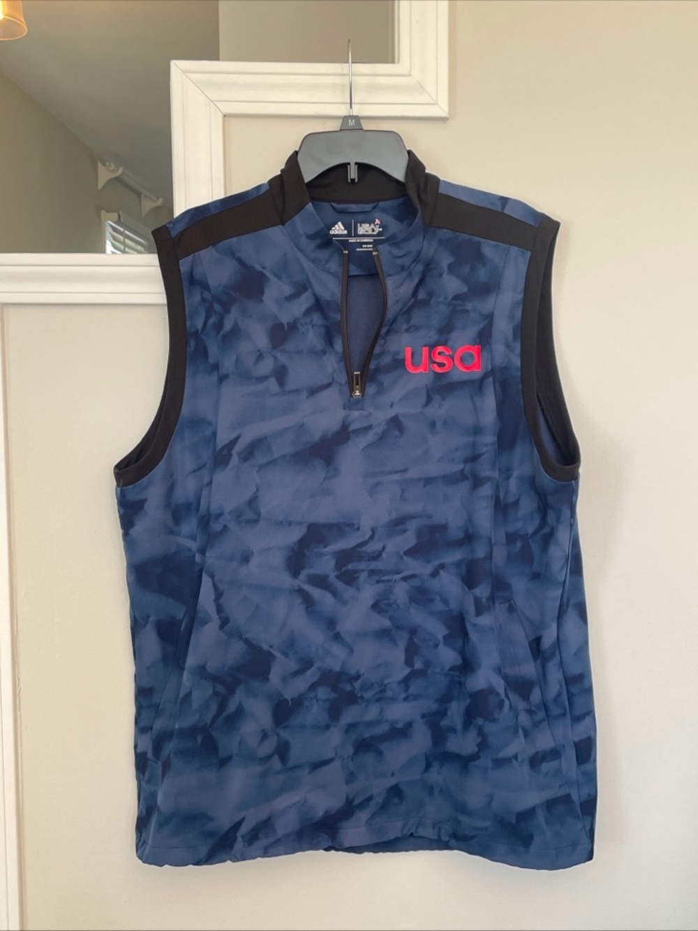 ❌❌❌SOLD Adidas 1/4 Zip Pullover Navy And Black Vest USA Golf Ryder Cup Team